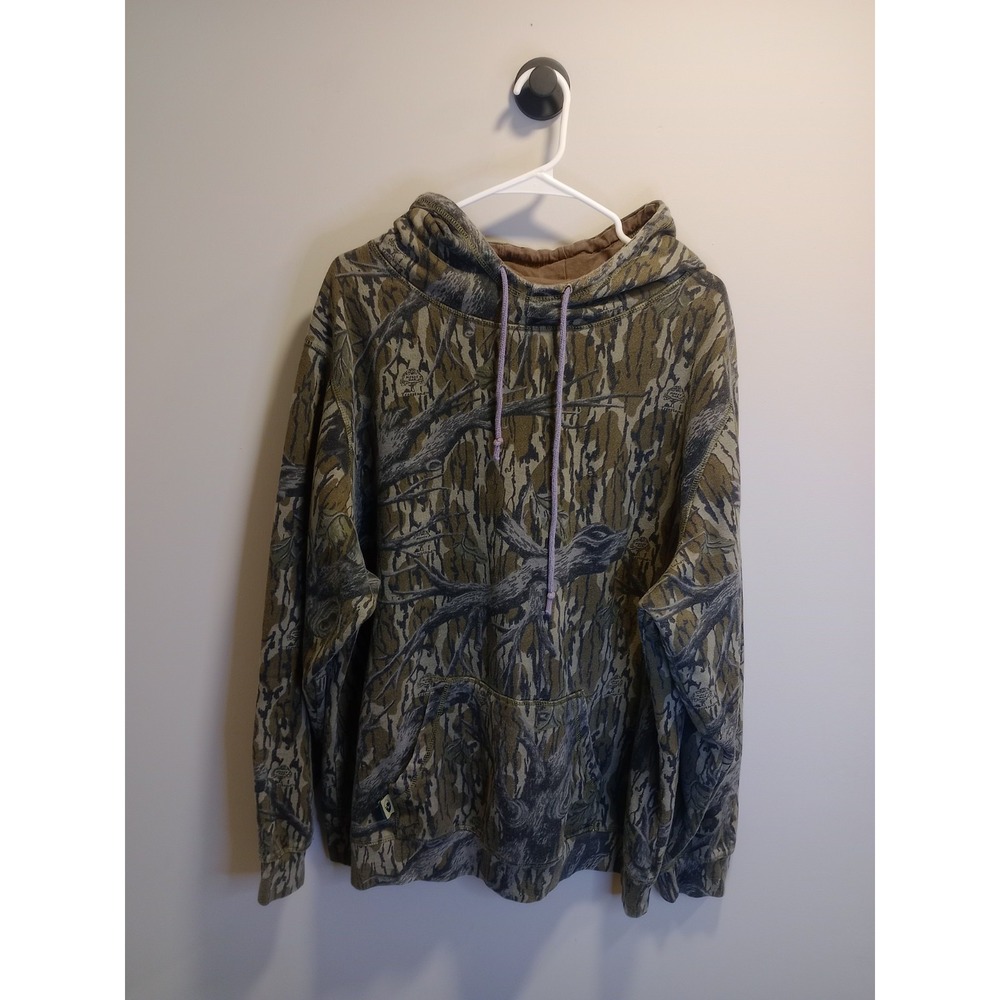 Vintage Y2K Mossy Oak Tree Stand Camo Hoodie XL Hunting Pullover Sweatshirt